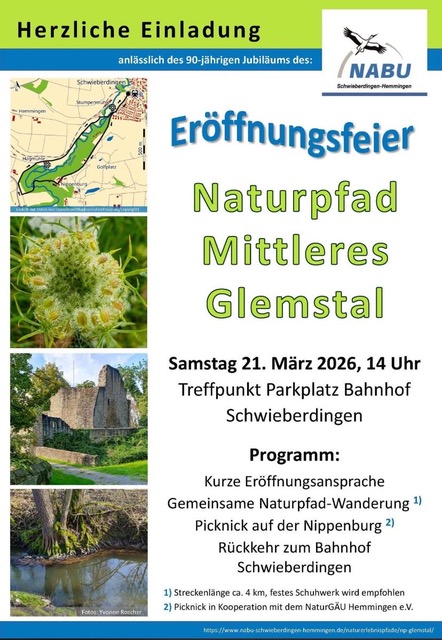 Einladung zur Eröffnungsfeier Naturpfad Mittleres Glemstal